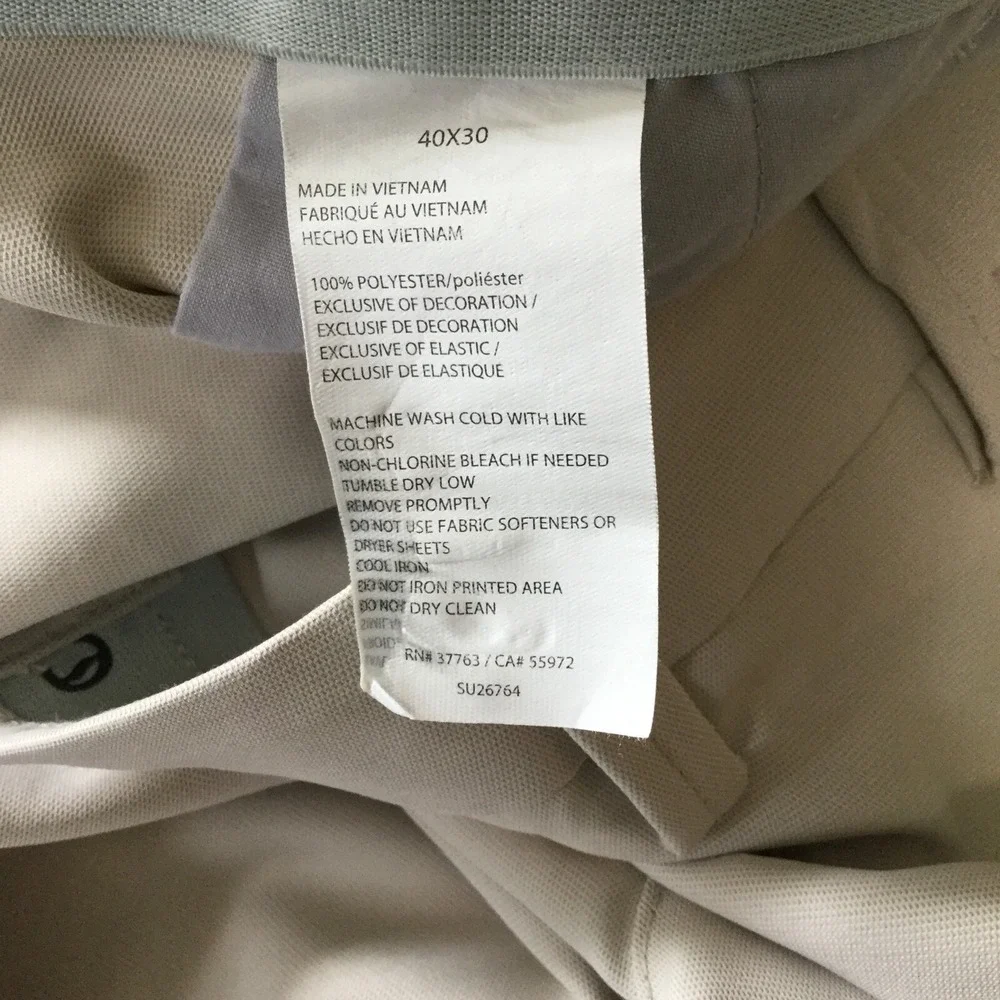 Callaway Golf Pants Mens 40x30 Beige Chino Performance Flat Front Chino Trousers